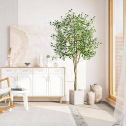 Dprodo Faux Olive Tree with Planter Natural Olive Branches in Green - Size: 1 Pack - thumbnail 5