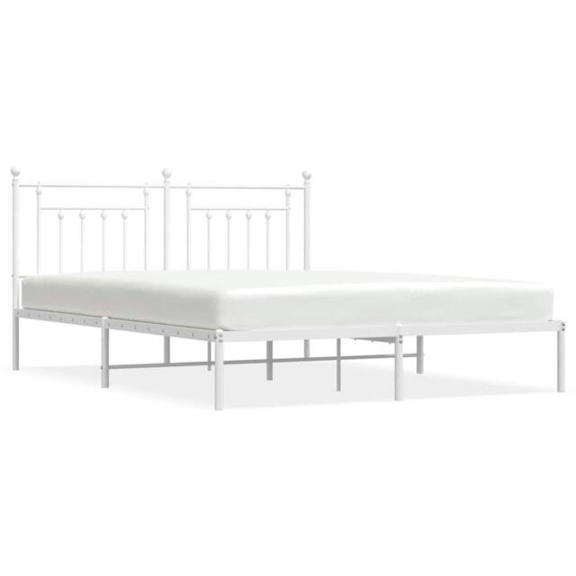 Berkfield Home Metal Bed Frame with Headboard White 183x213 cm - image 1