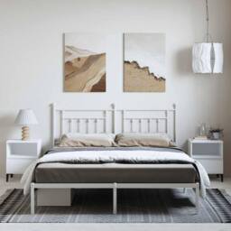Berkfield Home Metal Bed Frame with Headboard White 183x213 cm - thumbnail 4