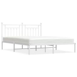 Berkfield Home Metal Bed Frame with Headboard White 183x213 cm - thumbnail 1