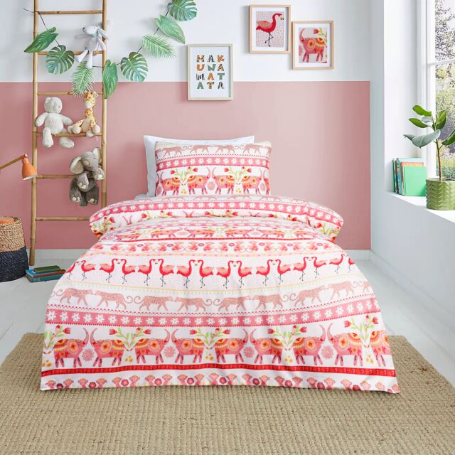 Smart Living Luxury Super Soft Reversible Fashion Flamingo Duvet Set & Pillowcases in Pink - Size: Single - image 1