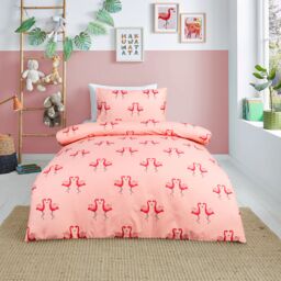Smart Living Luxury Super Soft Reversible Fashion Flamingo Duvet Set & Pillowcases in Pink - Size: Single - thumbnail 2