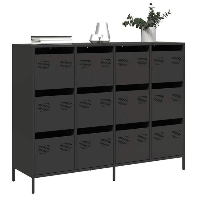Berkfield Home Sideboard Black 135x39x103.5 cm Cold-rolled Steel - image 1