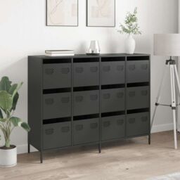 Berkfield Home Sideboard Black 135x39x103.5 cm Cold-rolled Steel - thumbnail 3