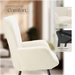 tectake Armchair Hygge - Bouclé Cream/Black in Cream - thumbnail 7