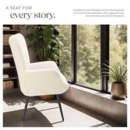 tectake Armchair Hygge - Bouclé Cream/Black in Cream - thumbnail 3