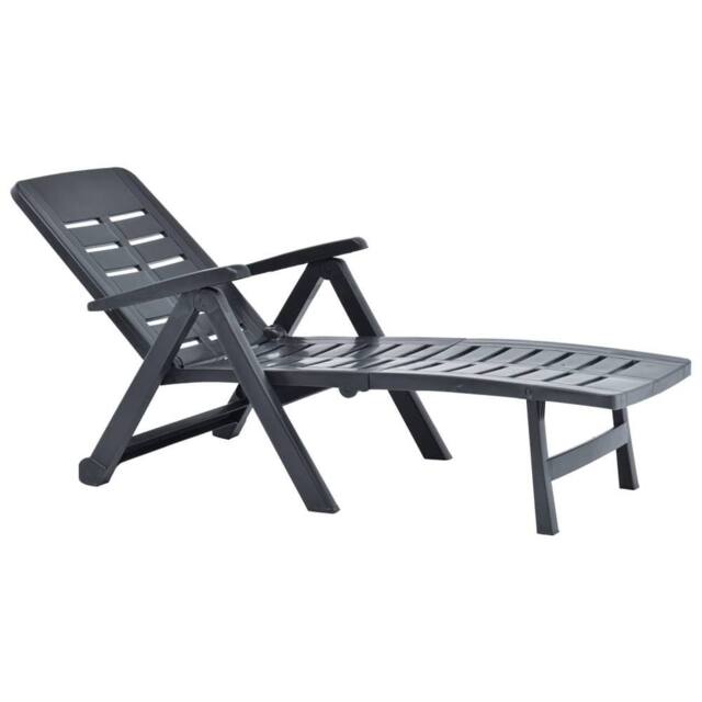 Berkfield Home Comfortable Folding Sun Lounger Plastic Anthracite in Dark Grey - image 1