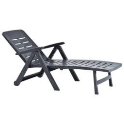 Berkfield Home Comfortable Folding Sun Lounger Plastic Anthracite in Dark Grey - thumbnail 1