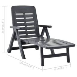 Berkfield Home Comfortable Folding Sun Lounger Plastic Anthracite in Dark Grey - thumbnail 9
