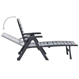 Berkfield Home Comfortable Folding Sun Lounger Plastic Anthracite in Dark Grey - thumbnail 5