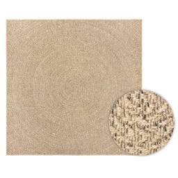 Berkfield Home Rug ZIZUR 240x240 cm Jute Look Indoor & Outdoor in Light Sand - Size: Medium - thumbnail 1