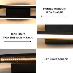 Goeco Indoor LED Wall Light, 16W, Minimalist Design Modern, Black Line 3000K - thumbnail 6