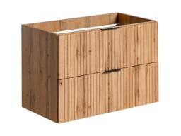 Vente-unique Ribbed Suspended Bathroom Unit With Built-In Washbasin - Light Natural in Light Oak - thumbnail 6