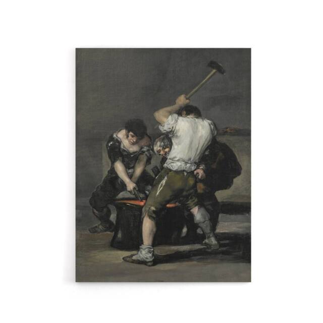 "Artery8 Forge Labour Men Anvil Francisco Goya Canvas Wall Art Print in Grey - Size: W12"" x H16""" - image 1