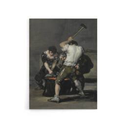 "Artery8 Forge Labour Men Anvil Francisco Goya Canvas Wall Art Print in Grey - Size: W12"" x H16""" - thumbnail 1