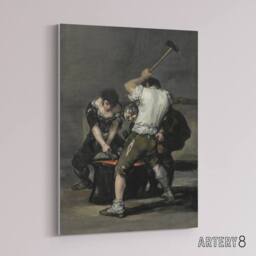 "Artery8 Forge Labour Men Anvil Francisco Goya Canvas Wall Art Print in Grey - Size: W12"" x H16""" - thumbnail 2
