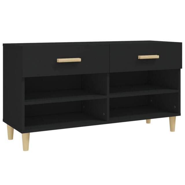 Berkfield Home Shoe Cabinet Black 102x35x55 cm Engineered Wood - Size: 102 x 35 x 55 cm - image 1