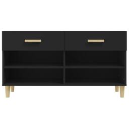 Berkfield Home Shoe Cabinet Black 102x35x55 cm Engineered Wood - Size: 102 x 35 x 55 cm - thumbnail 6