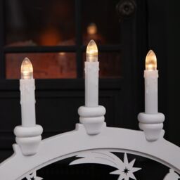 Samuel Alexander 45cm Battery Operated Wooden Christmas Candle Bridge with Reindeer Scene & LEDs in White - thumbnail 6