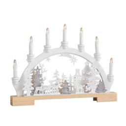 Samuel Alexander 45cm Battery Operated Wooden Christmas Candle Bridge with Reindeer Scene & LEDs in White - thumbnail 8