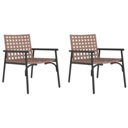 Berkfield Home Garden Chairs 2 pcs Black 79x56x73, 5 cm Poly Rattan in Brown - thumbnail 2