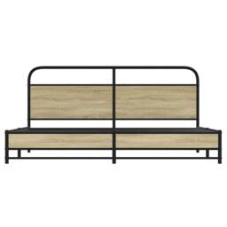 Berkfield Home Metal Bed Frame without Mattress Sonoma Oak 200x200 cm in Light Brown - thumbnail 5
