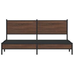 Berkfield Home Metal Bed Frame without Mattress Brown Oak 180x200 cm Super King - thumbnail 5