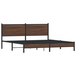 Berkfield Home Metal Bed Frame without Mattress Brown Oak 180x200 cm Super King - thumbnail 3