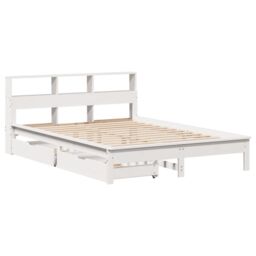 Berkfield Home Bookcase Bed without Mattress White 135x190 cm Double Solid Wood Pine - thumbnail 3