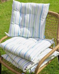 Dibor Set of 4 Traditional Blue Striped Indoor Outdoor Chair Seat Pads L40cm x W40cm - Size: 40 cm x 40 cm - thumbnail 1