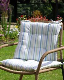 Dibor Set of 4 Traditional Blue Striped Indoor Outdoor Chair Seat Pads L40cm x W40cm - Size: 40 cm x 40 cm - thumbnail 3