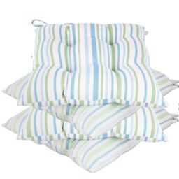 Dibor Set of 4 Traditional Blue Striped Indoor Outdoor Chair Seat Pads L40cm x W40cm - Size: 40 cm x 40 cm - thumbnail 2