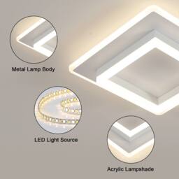 COMELY LED Ceiling Light, 30W Modern Square White Ceiling Lights, Natural Light - thumbnail 6