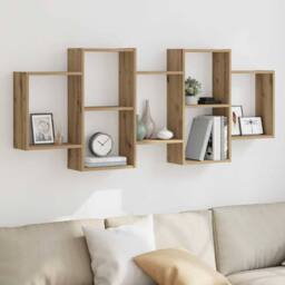 Berkfield Home Wall Shelf Artisian Oak 159x18x65 cm Engineered Wood in Brown - Size: 159 x 18 x 65 cm - thumbnail 2