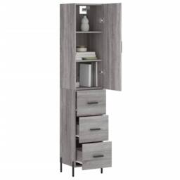 Berkfield Home Highboard Grey Sonoma 34.5x34x180 cm Engineered Wood - thumbnail 1