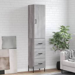 Berkfield Home Highboard Grey Sonoma 34.5x34x180 cm Engineered Wood - thumbnail 2