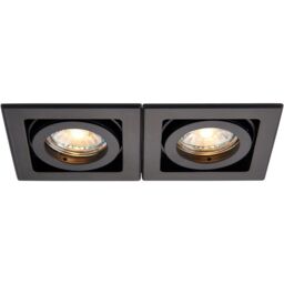 Loops 4 PACK Twin Recessed Boxed Downlight - 2 x 50W GU10 Reflector - Matt Black - thumbnail 3