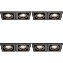 Loops 4 PACK Twin Recessed Boxed Downlight - 2 x 50W GU10 Reflector - Matt Black - thumbnail 1