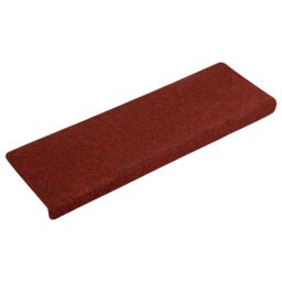 Berkfield Home Stair Mats 15 pcs Needle Punch 65x21x4 cm Red - Size: Medium - thumbnail 3