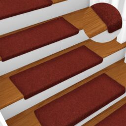 Berkfield Home Stair Mats 15 pcs Needle Punch 65x21x4 cm Red - Size: Medium - thumbnail 1