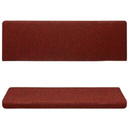 Berkfield Home Stair Mats 15 pcs Needle Punch 65x21x4 cm Red - Size: Medium - thumbnail 4