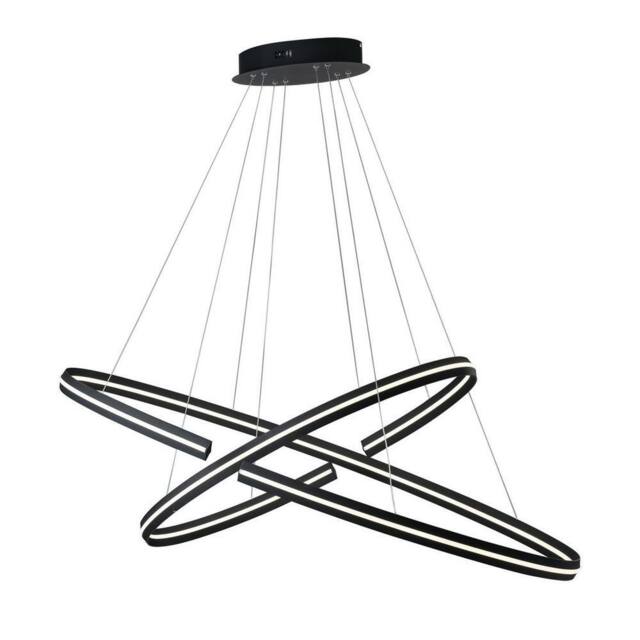 Netlighting CLARKE LED 2 Ring Pendant Black 6600lm 3000K 120x60+80x40cm - Size: 80x40 cm - image 1