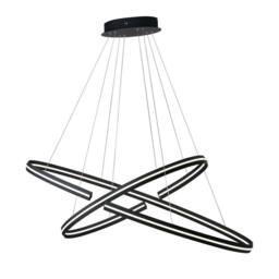 Netlighting CLARKE LED 2 Ring Pendant Black 6600lm 3000K 120x60+80x40cm - Size: 80x40 cm - thumbnail 1