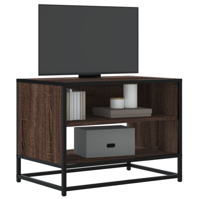 Berkfield Home TV Cabinet Brown Oak 61x40x46 cm Engineered Wood & Metal - Size: 61 x 40 x 46 cm - image 1