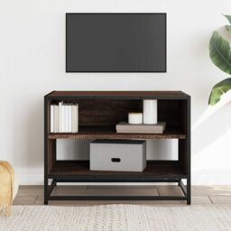 Berkfield Home TV Cabinet Brown Oak 61x40x46 cm Engineered Wood & Metal - Size: 61 x 40 x 46 cm - thumbnail 3