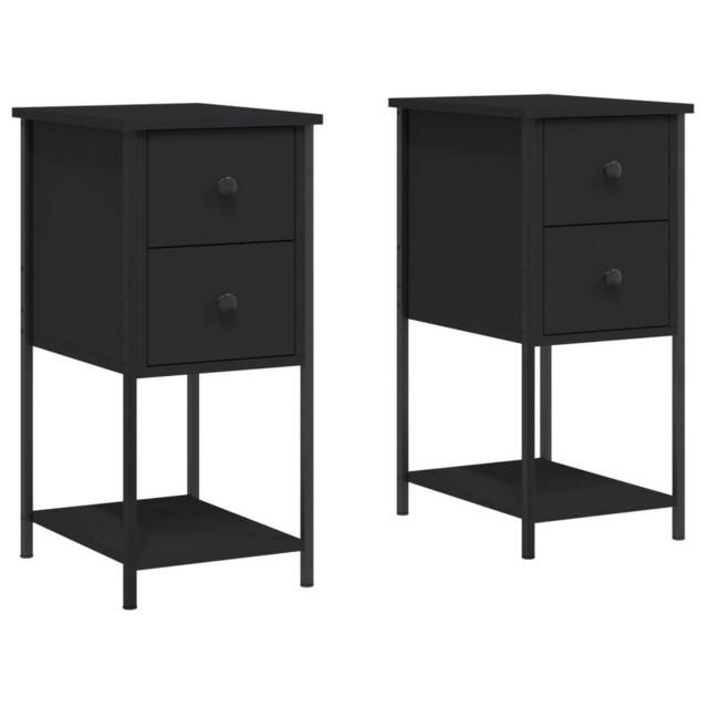 Berkfield Home Bedside Cabinets 2 pcs Black 32x42x70 cm Engineered Wood - Size: 32 x 42 x 70 cm - image 1