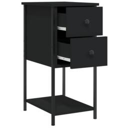 Berkfield Home Bedside Cabinets 2 pcs Black 32x42x70 cm Engineered Wood - Size: 32 x 42 x 70 cm - thumbnail 6
