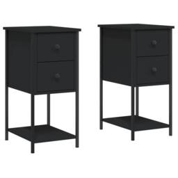 Berkfield Home Bedside Cabinets 2 pcs Black 32x42x70 cm Engineered Wood - Size: 32 x 42 x 70 cm - thumbnail 1