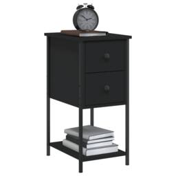 Berkfield Home Bedside Cabinets 2 pcs Black 32x42x70 cm Engineered Wood - Size: 32 x 42 x 70 cm - thumbnail 4