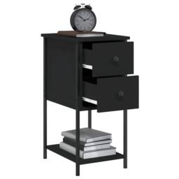 Berkfield Home Bedside Cabinets 2 pcs Black 32x42x70 cm Engineered Wood - Size: 32 x 42 x 70 cm - thumbnail 5